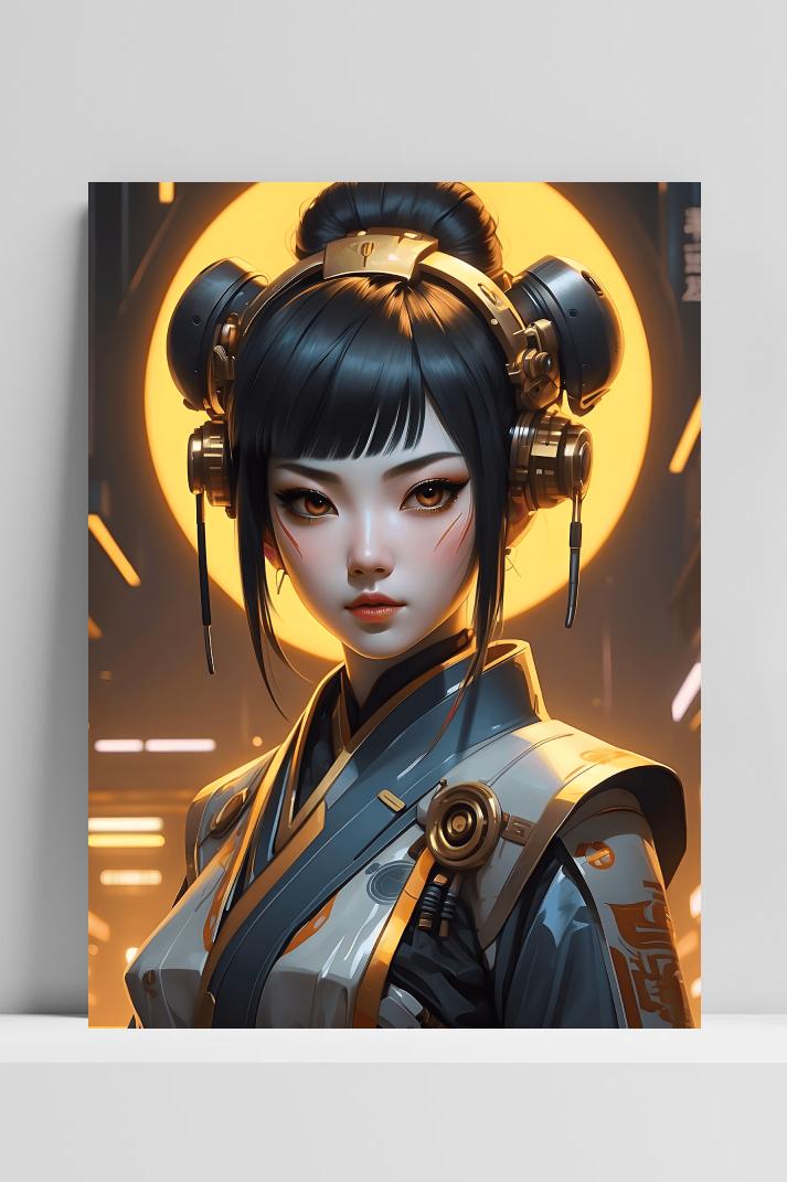 Robot Geisha op 3mm aluminium dibond