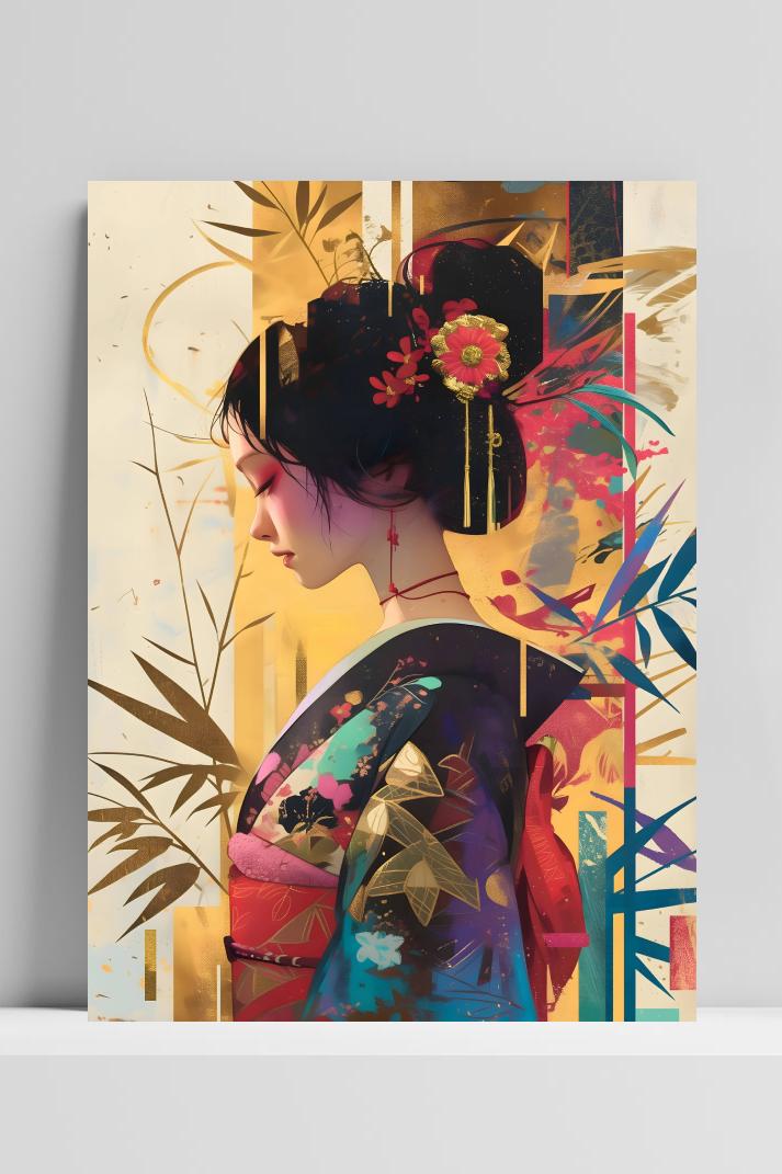 Geisha op 3mm aluminium dibond