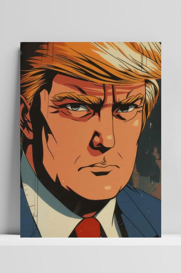 Donald Trump Cartoon op 3mm aluminium dibond