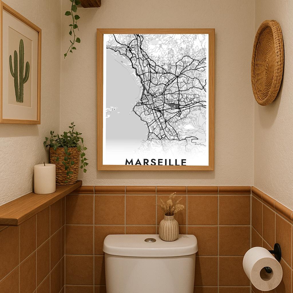 Marseille Map France White poster sfeerbeeld 3