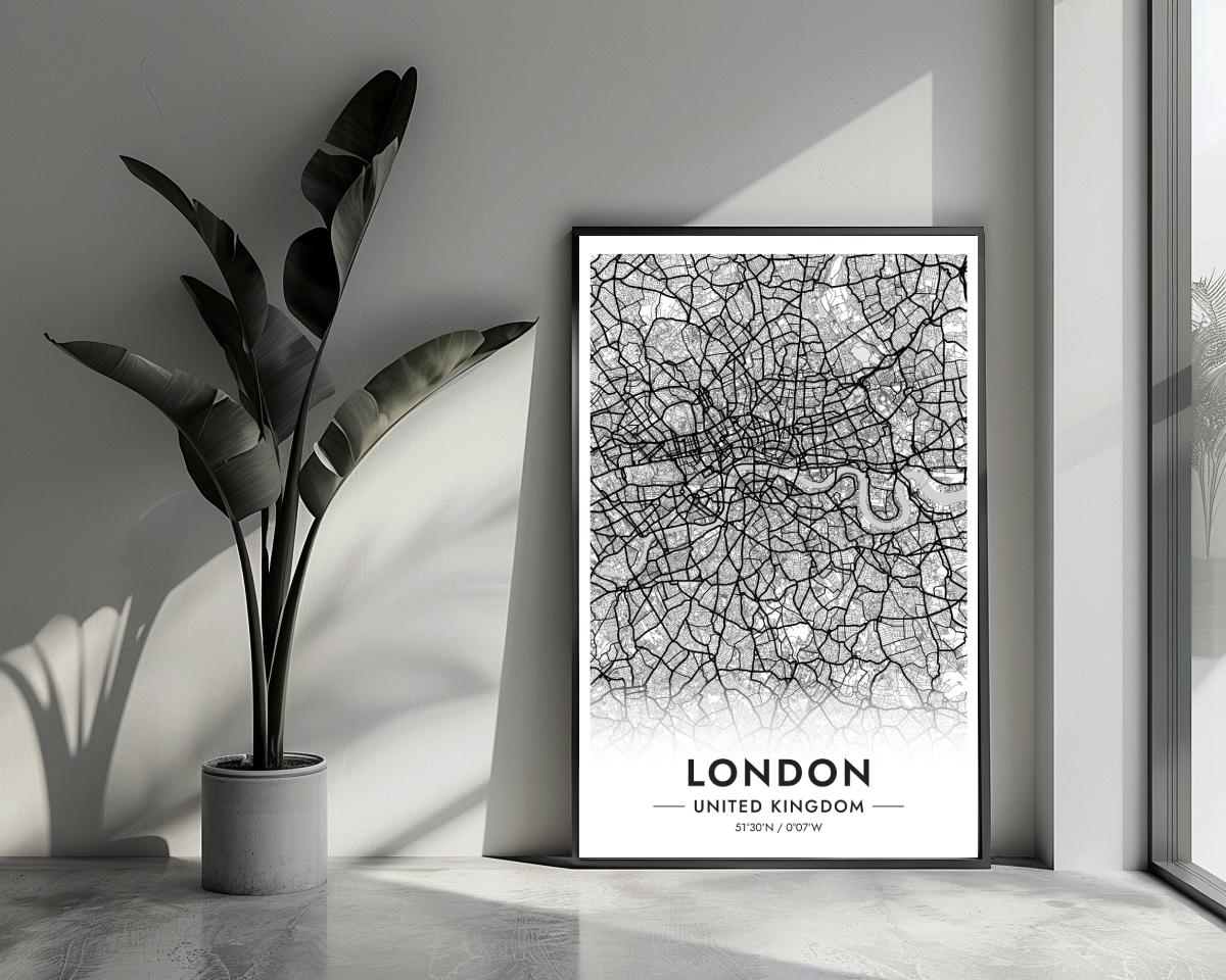 London Map United Kingdom White poster van 25 Artstreet