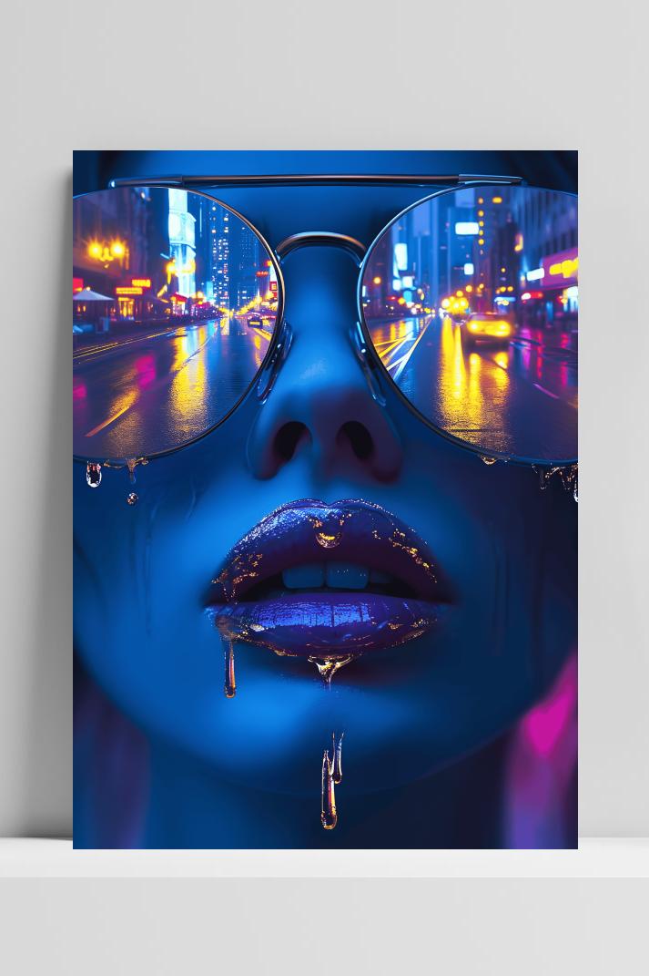 Bril Neon Stad op 3mm aluminium dibond