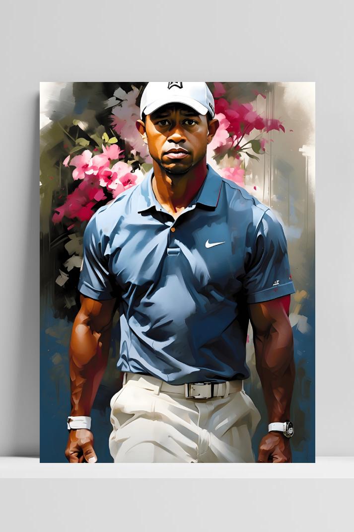 Tiger Woods op 3mm aluminium dibond