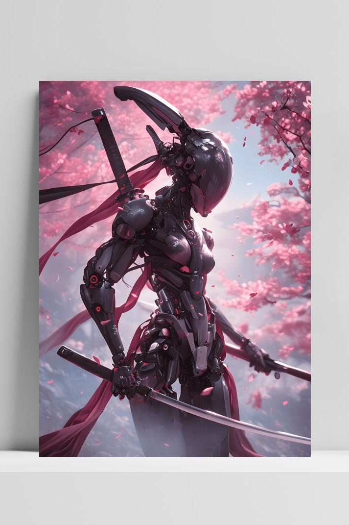 Samurai Robot op 3mm aluminium dibond
