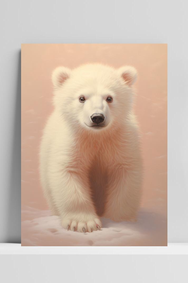 Baby Ijsbeer Roze op 3mm aluminium dibond