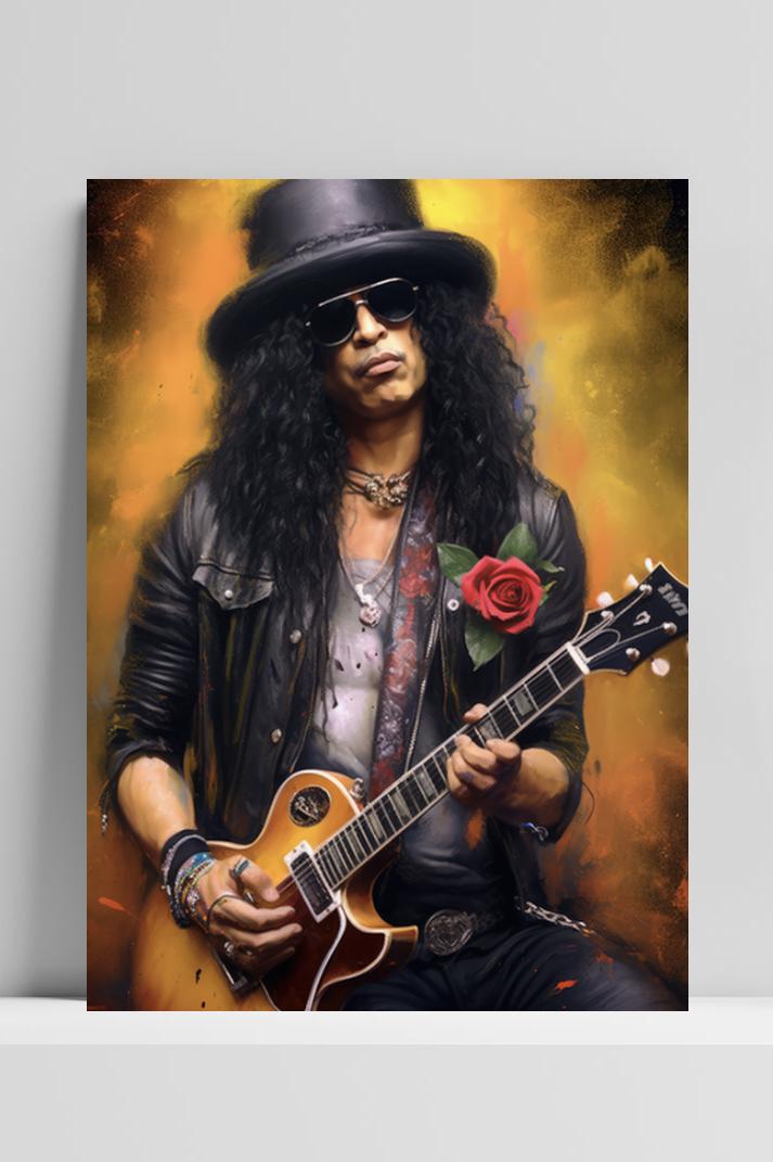 Slash Guns n roses op 3mm aluminium dibond