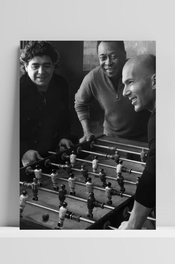 Zidane Maradona Pelé op 3mm aluminium dibond