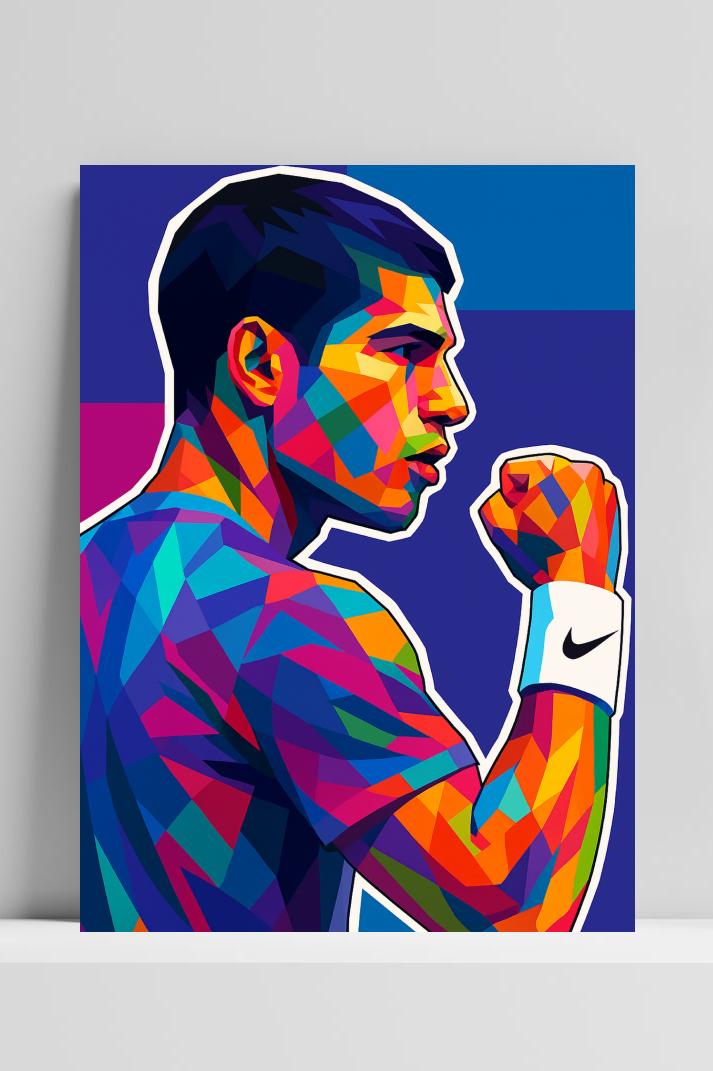 Carlos Alcaraz op 3mm aluminium dibond