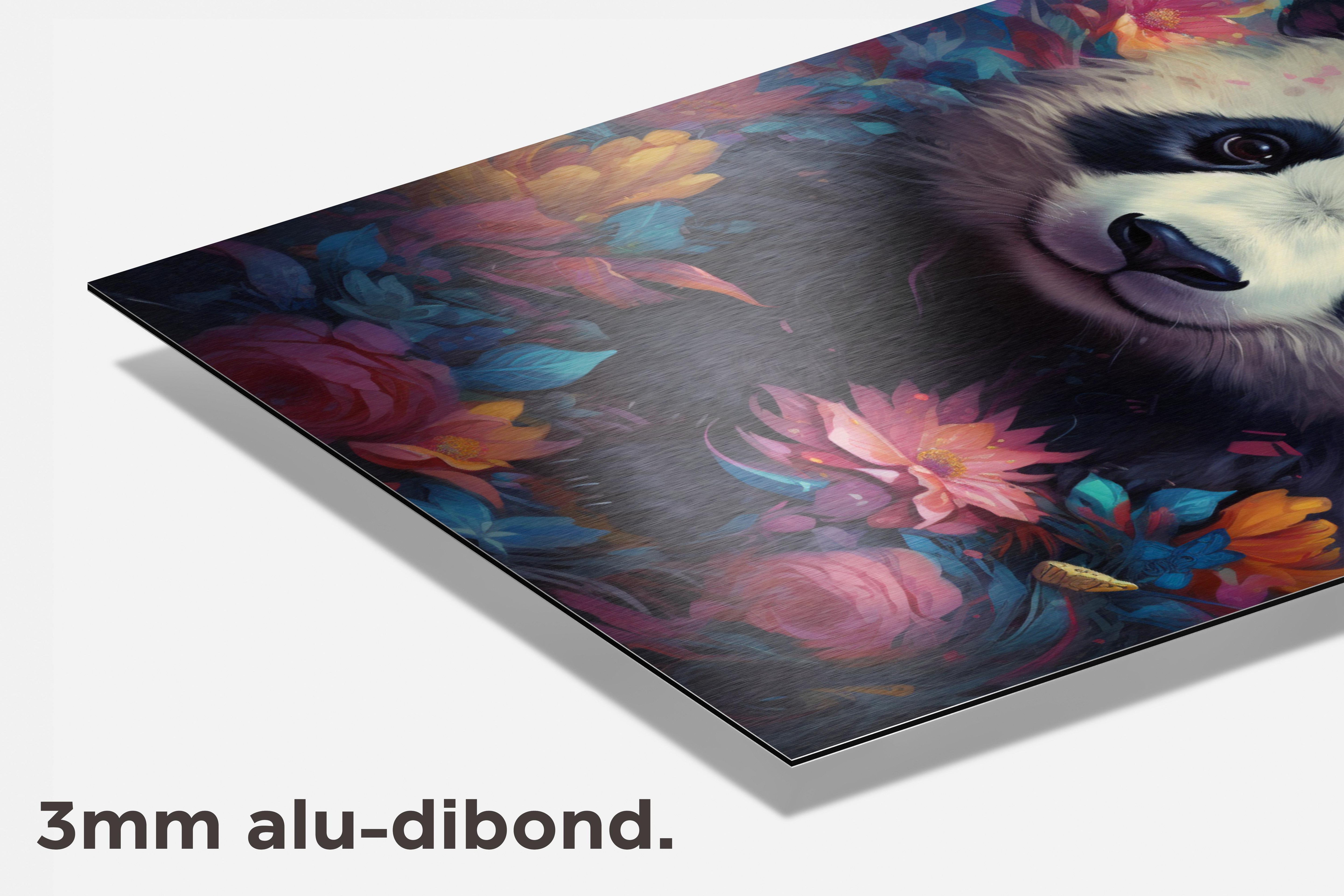 Panda Bloemen dibond detail