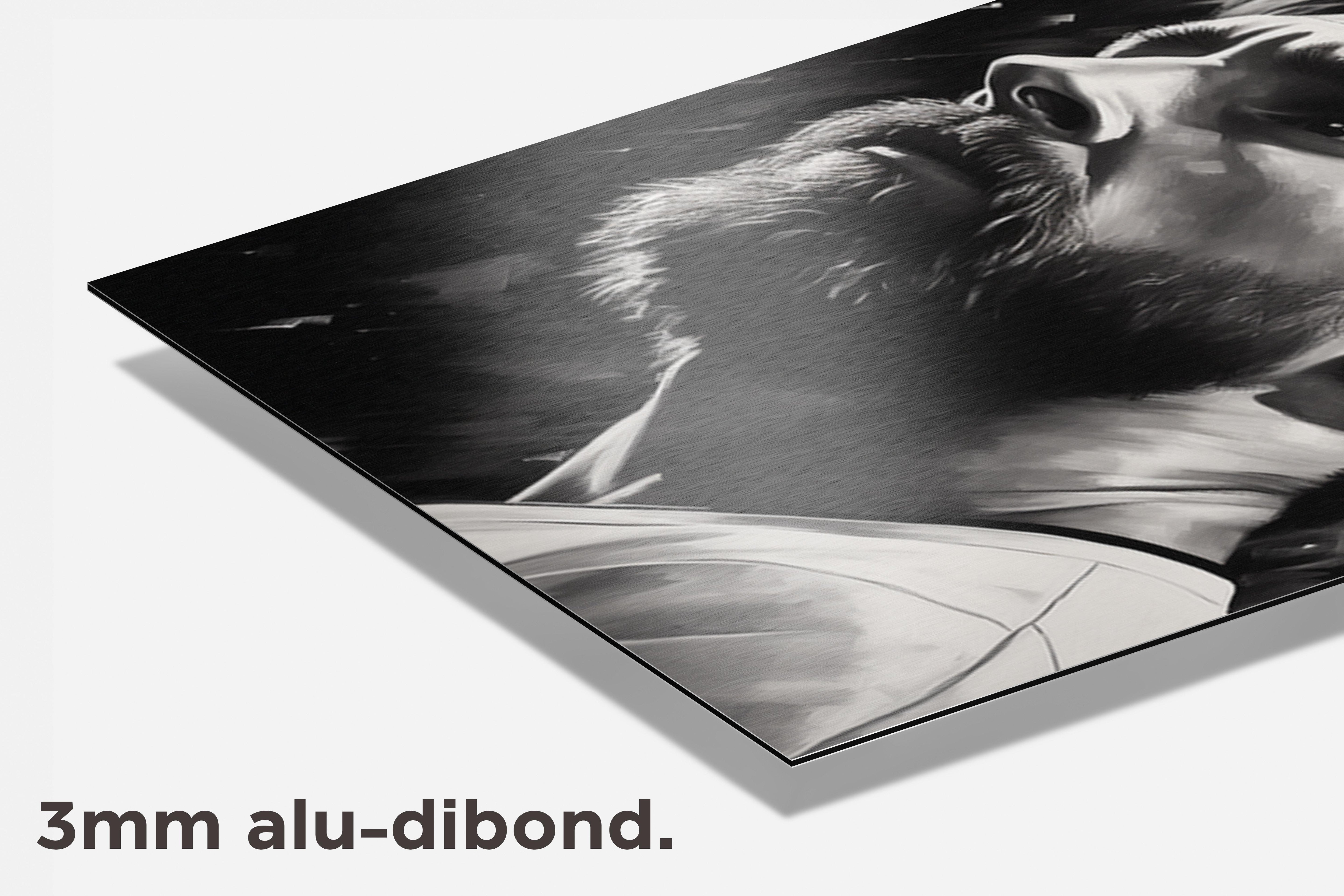 Messi Zwart Wit dibond detail