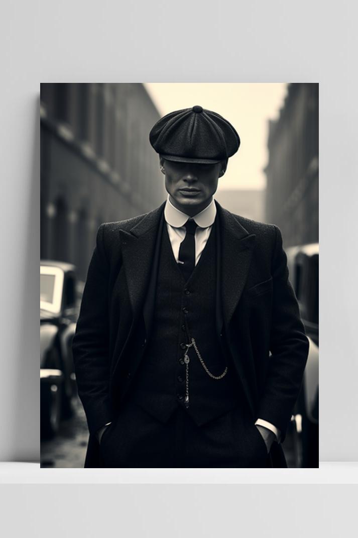Thomas Shelby Zwart Wit op 3mm aluminium dibond