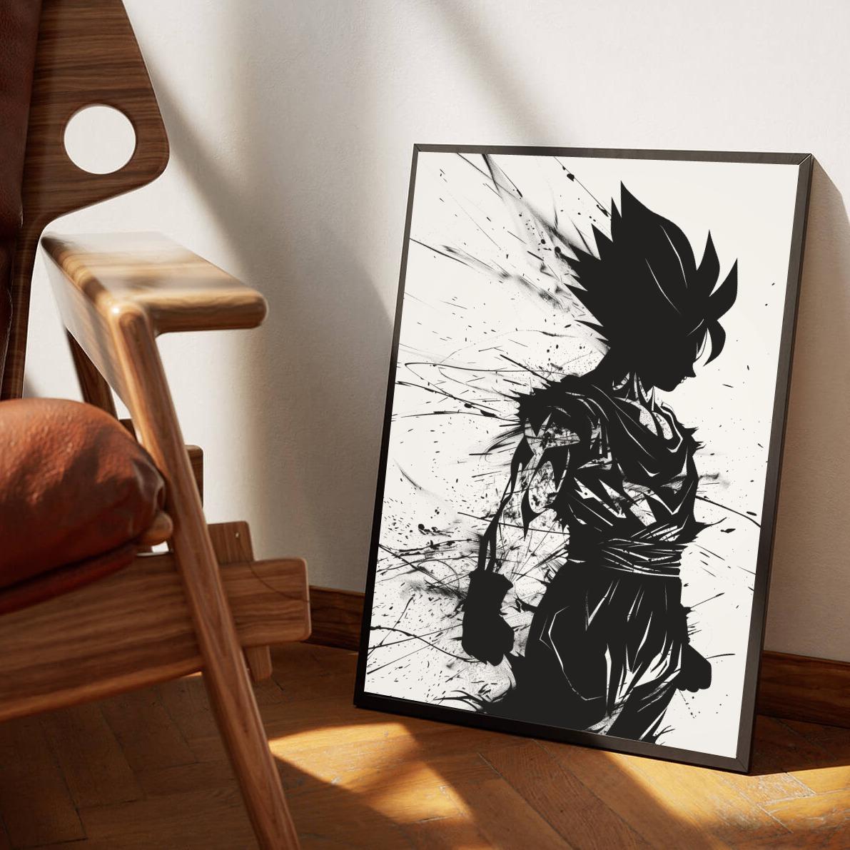 Gohan Silhouette Dragon Ball B&W poster sfeerbeeld 3