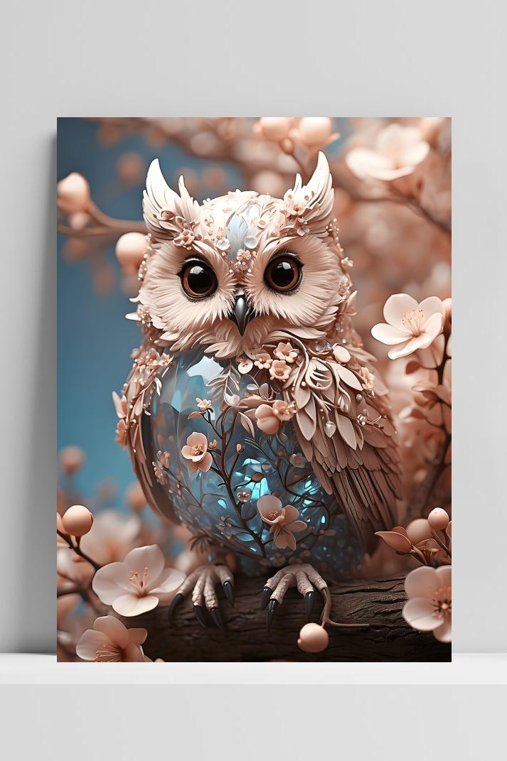 Bloemen Uil op 3mm aluminium dibond