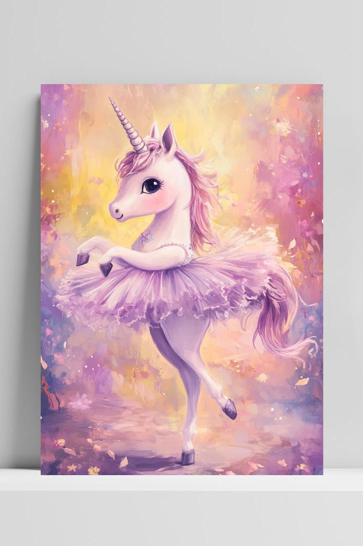 Unicorn Ballerina Aquarel op 3mm aluminium dibond