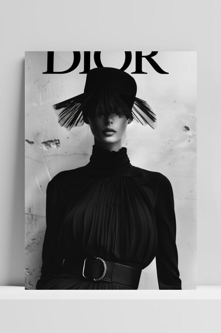 Dior Model B&W Text op 3mm aluminium dibond