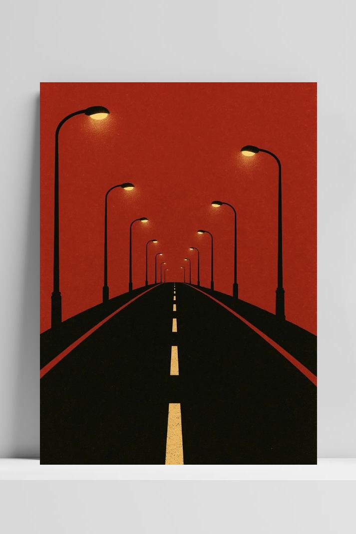 Street Lamps Minimalist op 3mm aluminium dibond