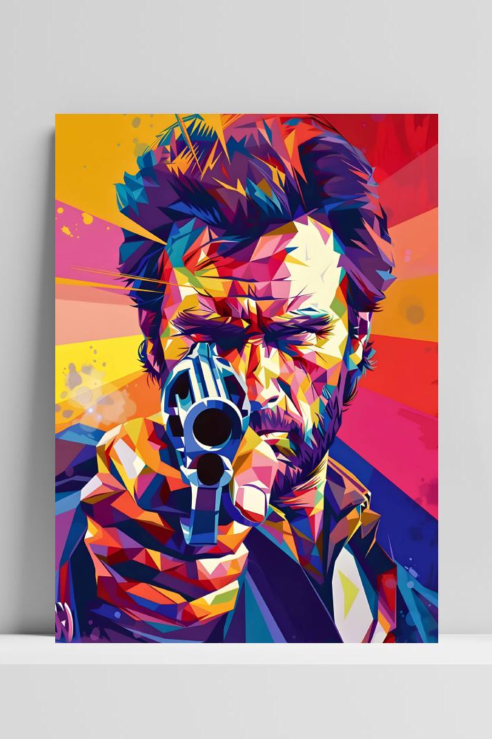 Clint Eastwood op 3mm aluminium dibond