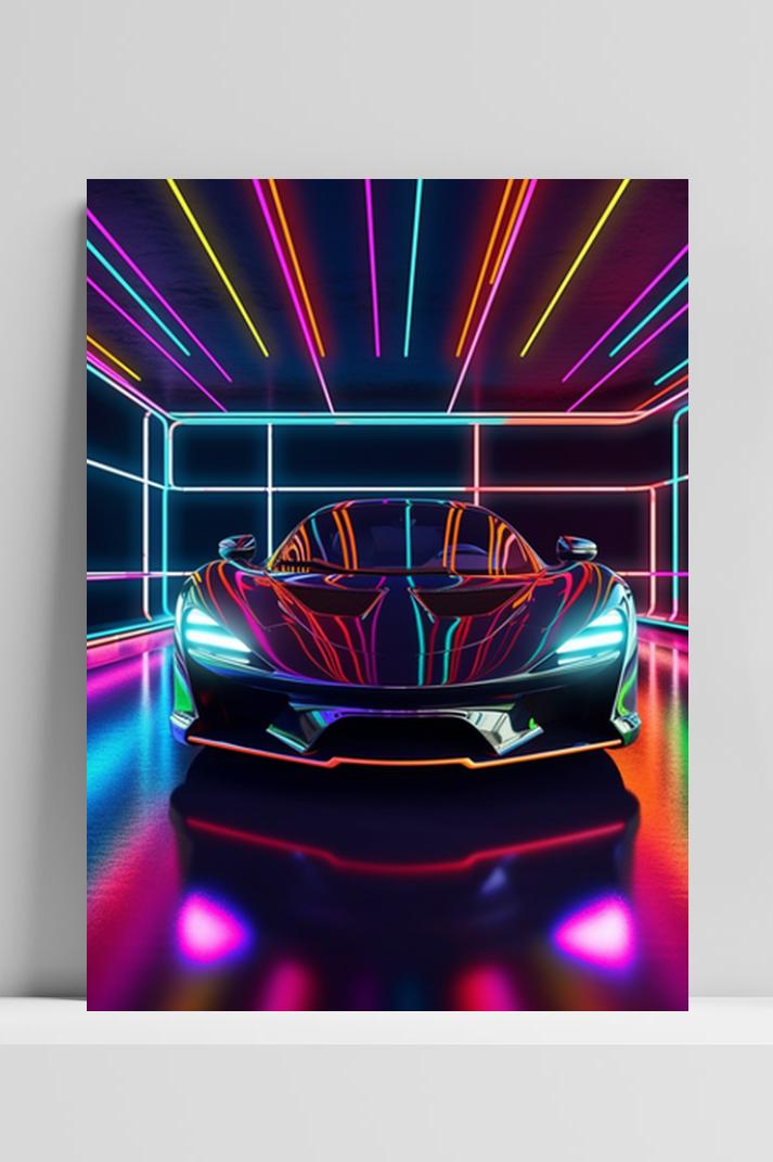 Sportauto Neon op 3mm aluminium dibond