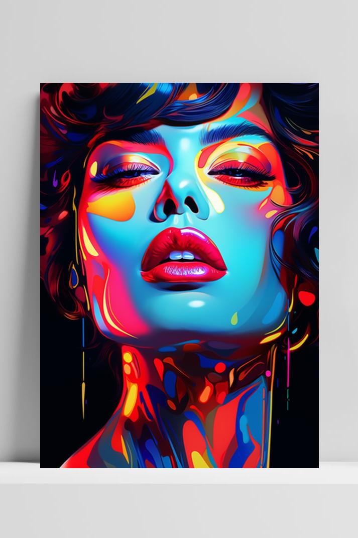 Pop Girl Neon op 3mm aluminium dibond