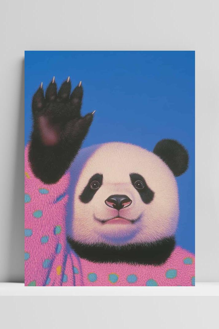 Panda Stipjestrui op 3mm aluminium dibond