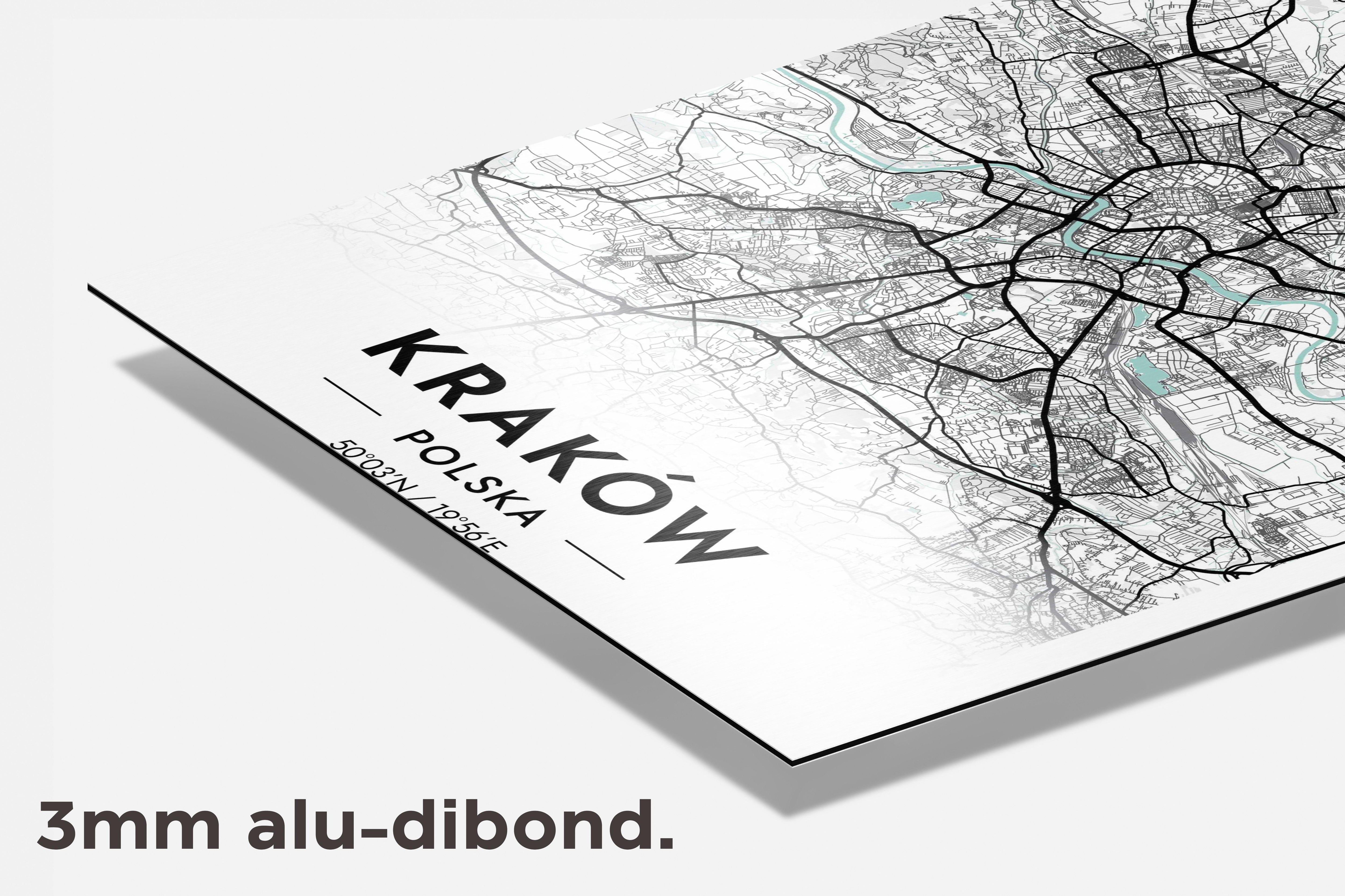 Krakau Kaart Polen dibond detail
