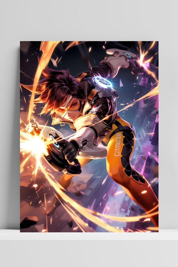 Overwatch Tracer op 3mm aluminium dibond