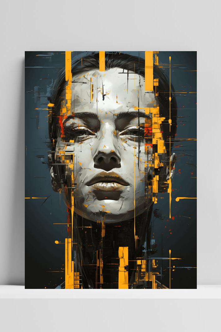 Geel Glitch op 3mm aluminium dibond