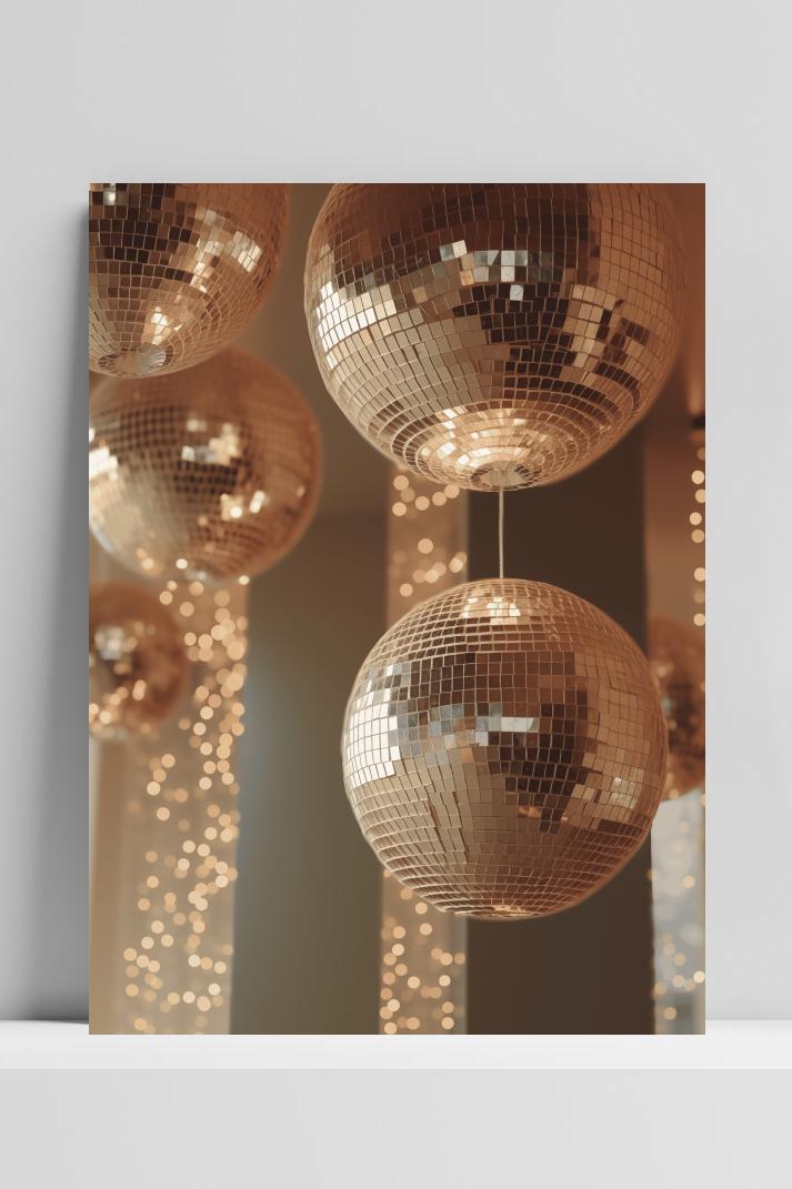 Gouden Discoballen op 3mm aluminium dibond