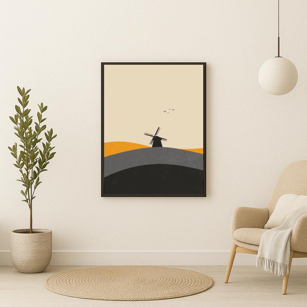 Windmill Silhouette Minimalistic poster sfeerbeeld 2