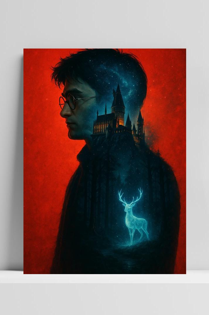 Harry Potter Hogwarts Stag op 3mm aluminium dibond