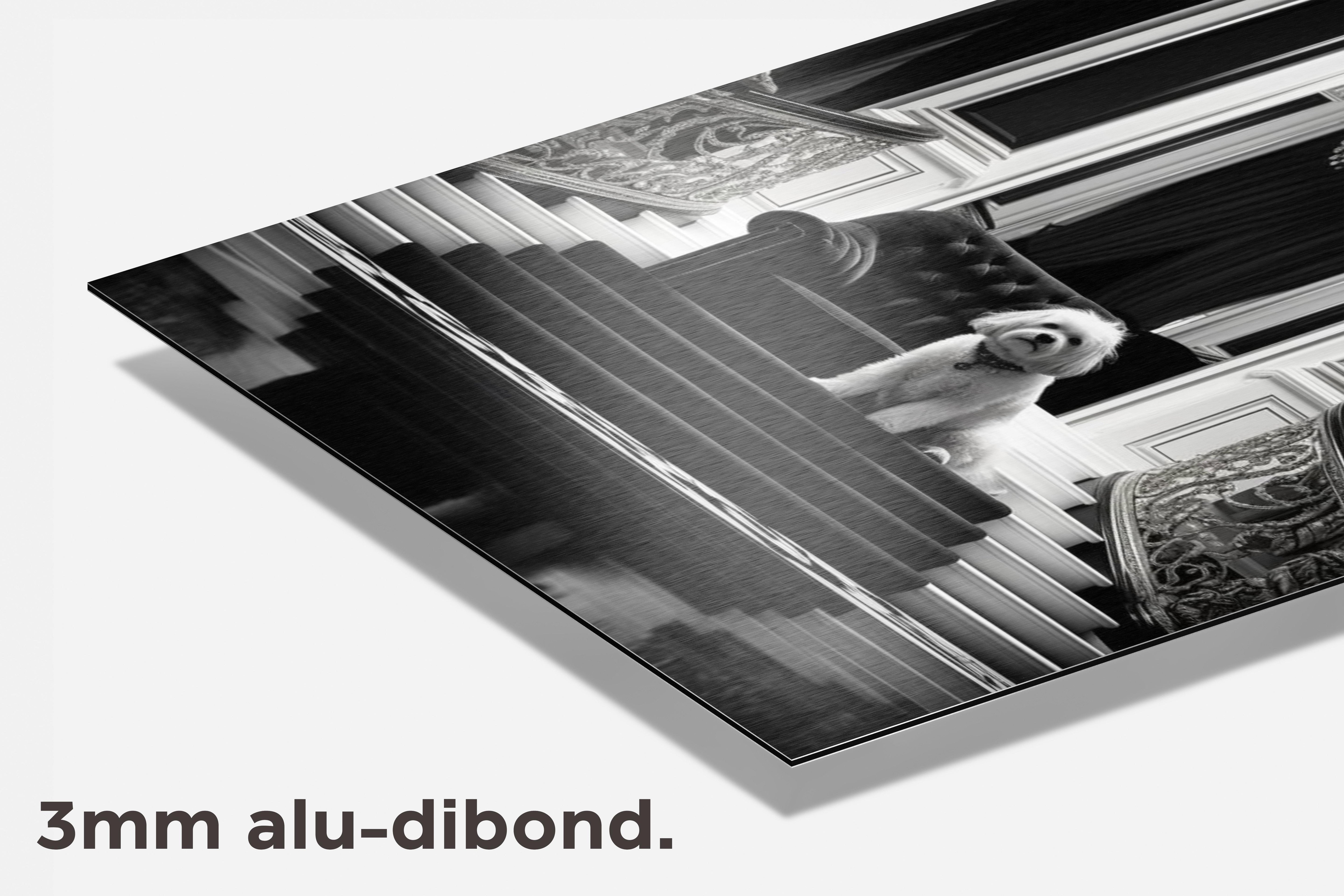 Luxe Hond Zwart Wit dibond detail