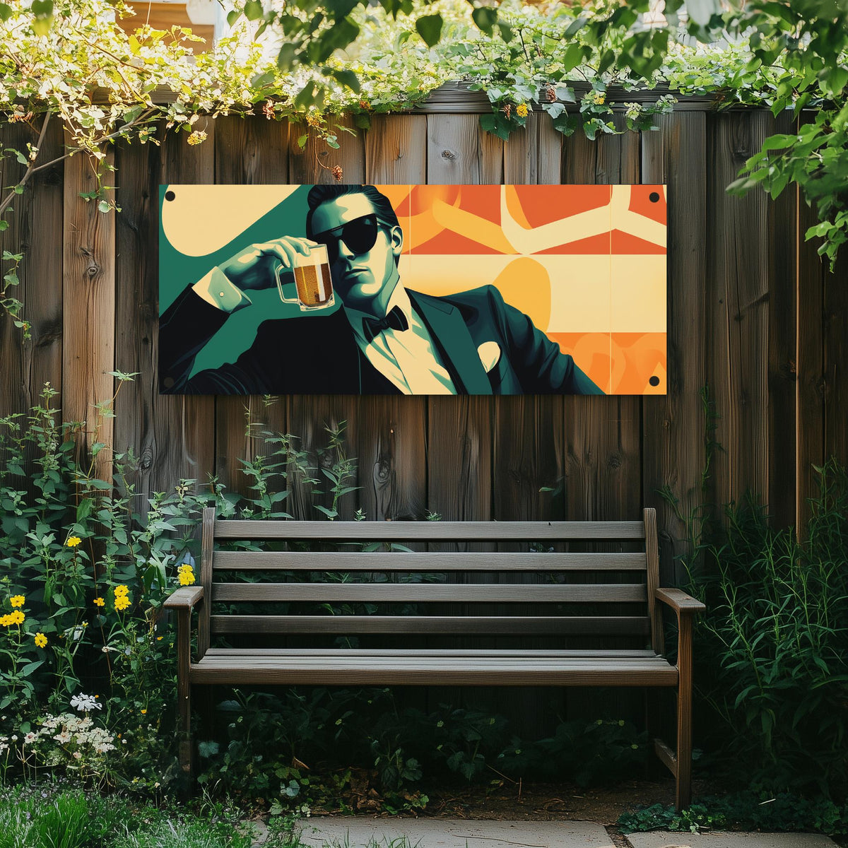 Affiche de Jardin Homme à la Bière dans un intérieur