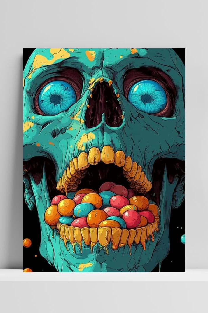Schedel op 3mm aluminium dibond