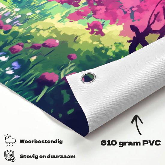 Tuinposter Zomer Steenpad materiaal-detail: 610 grams weerbestendig PVC-doek