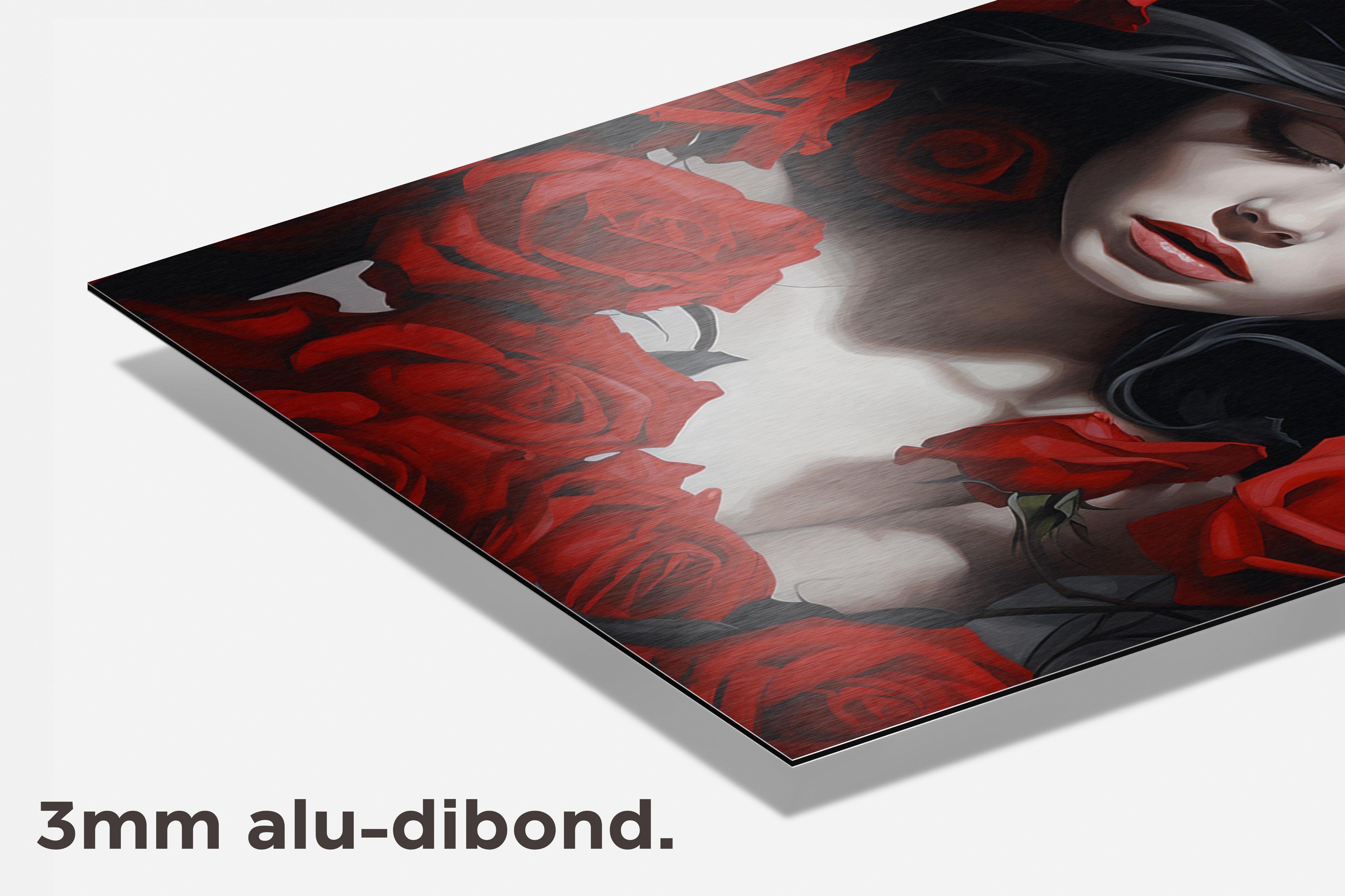 Vrouw met Rozen dibond detail