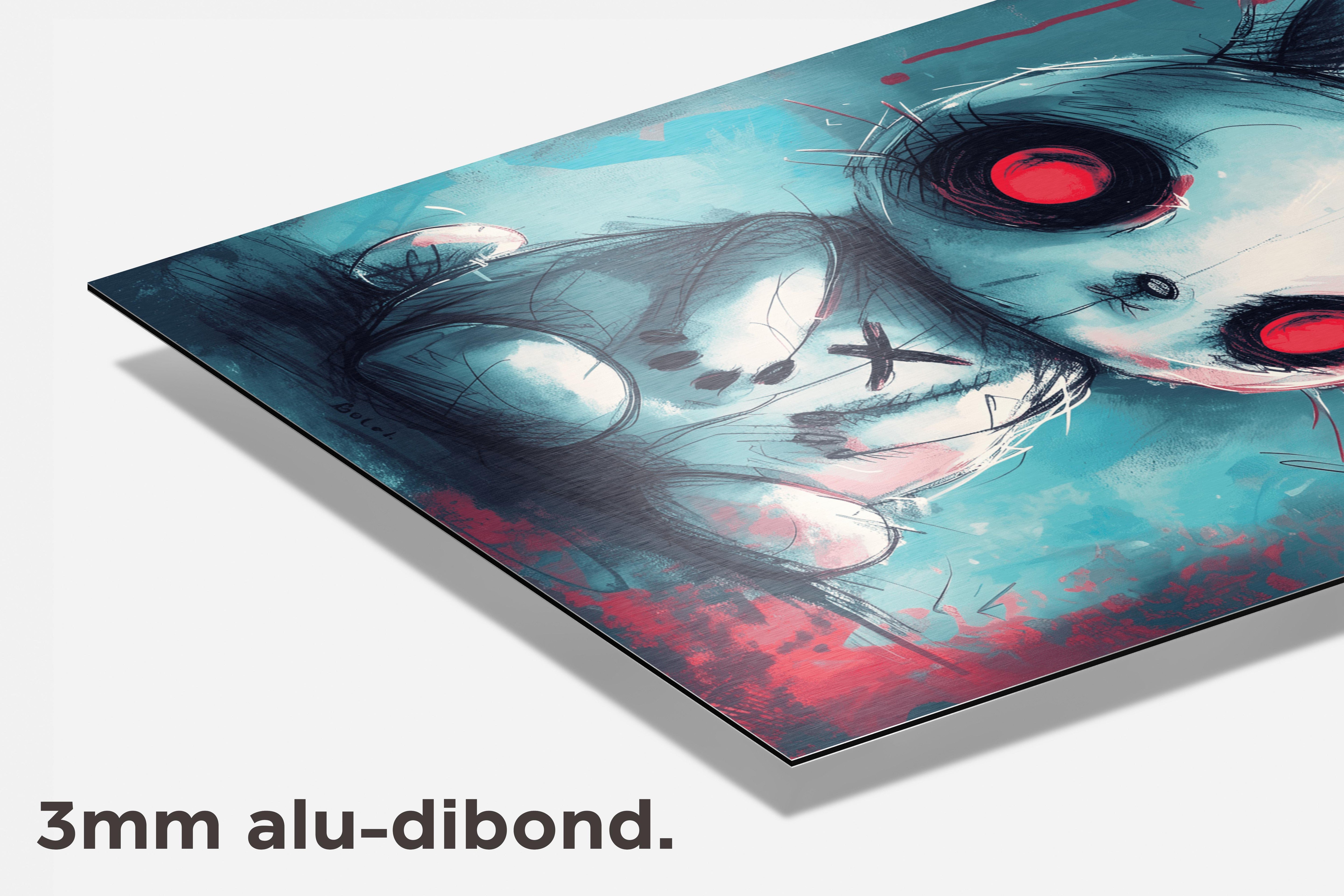 Horror Konijn dibond detail