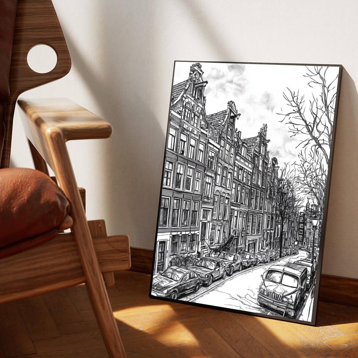 Amsterdam B&W poster sfeerbeeld 1