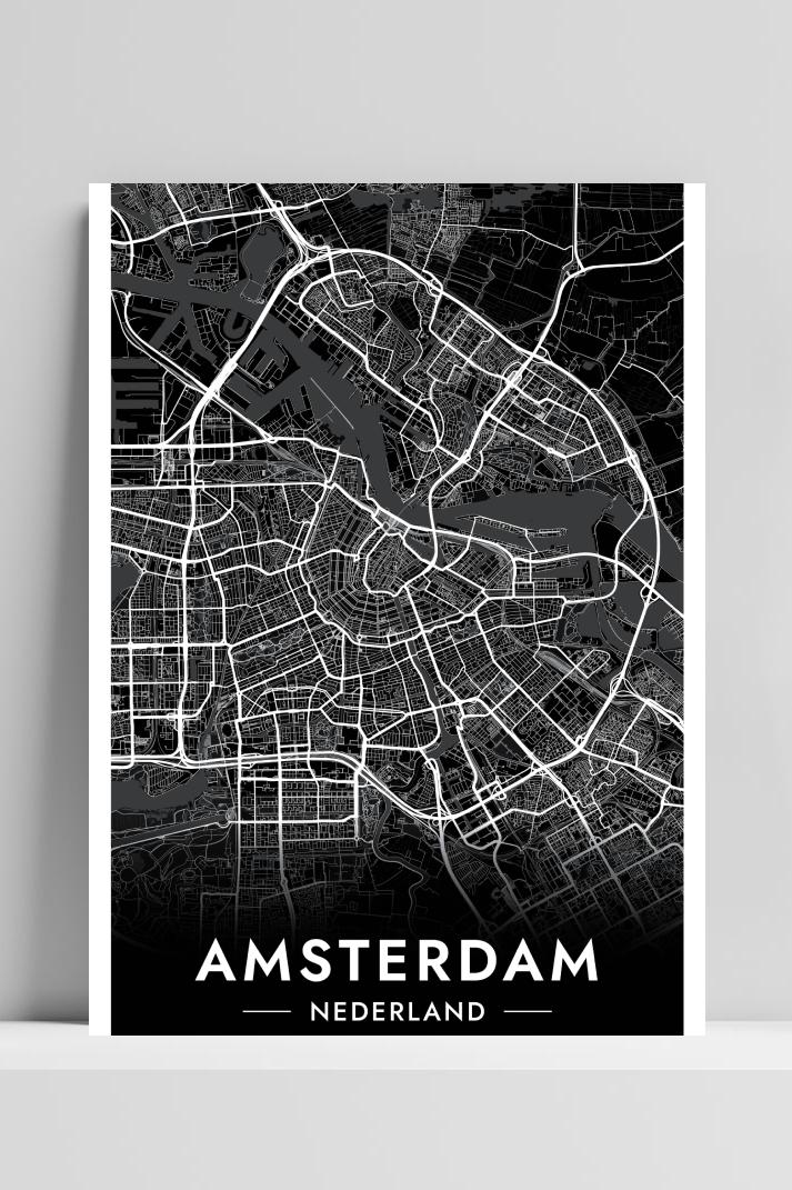 Amsterdam Map op 3mm aluminium dibond