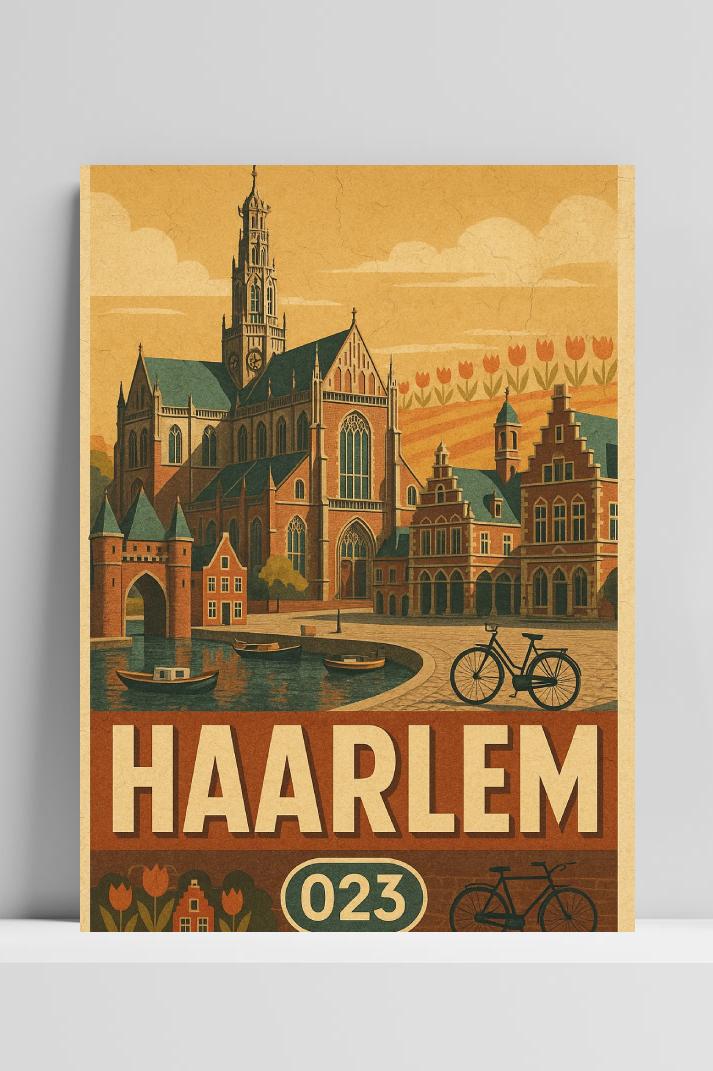 Haarlem Netherlands Vintage Text op 3mm aluminium dibond