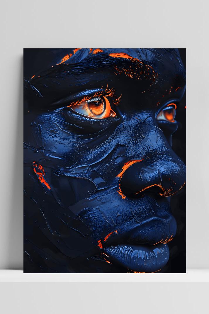 Oranje Man op 3mm aluminium dibond