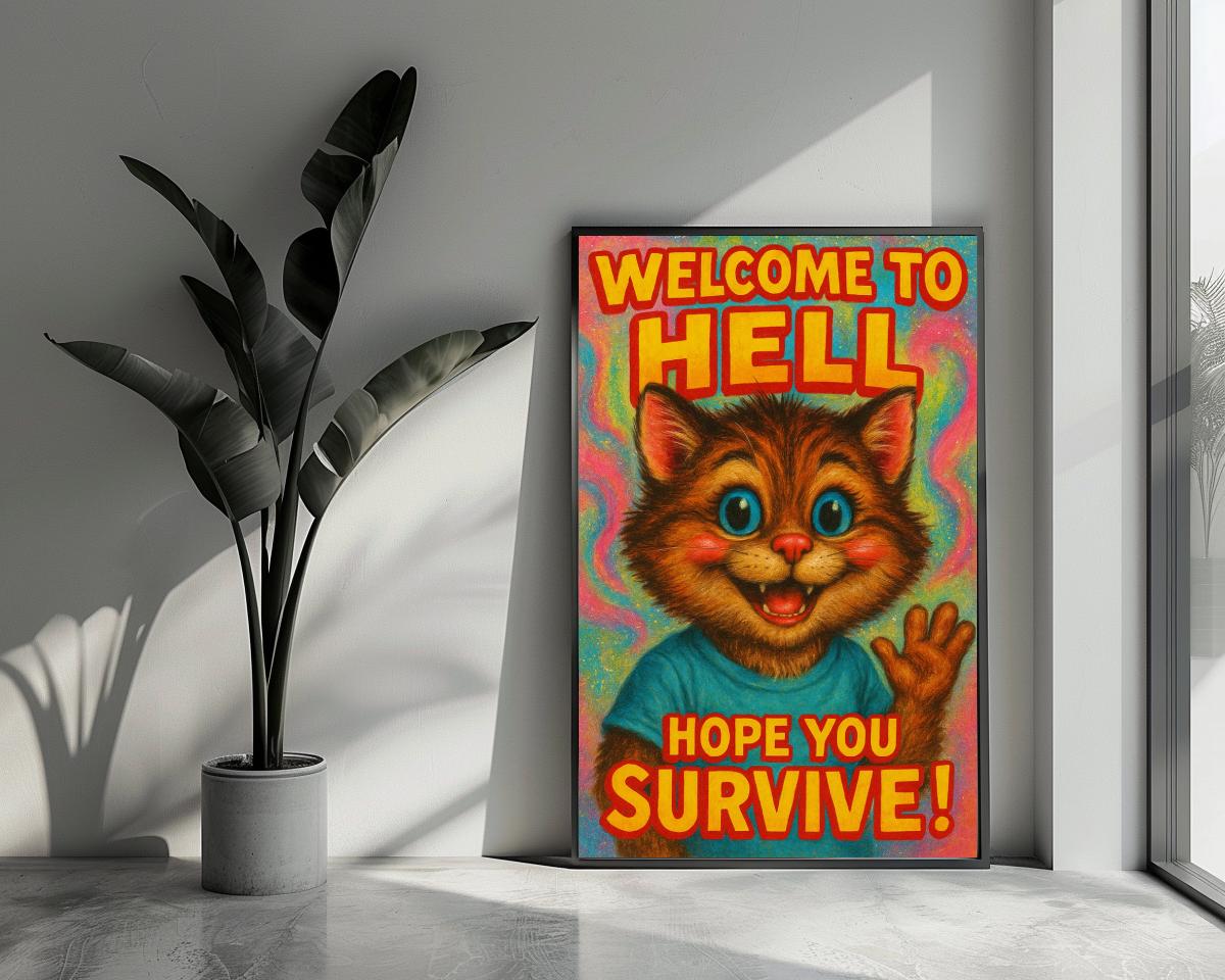 Welcome To Hell Cat Text poster van 25 Artstreet