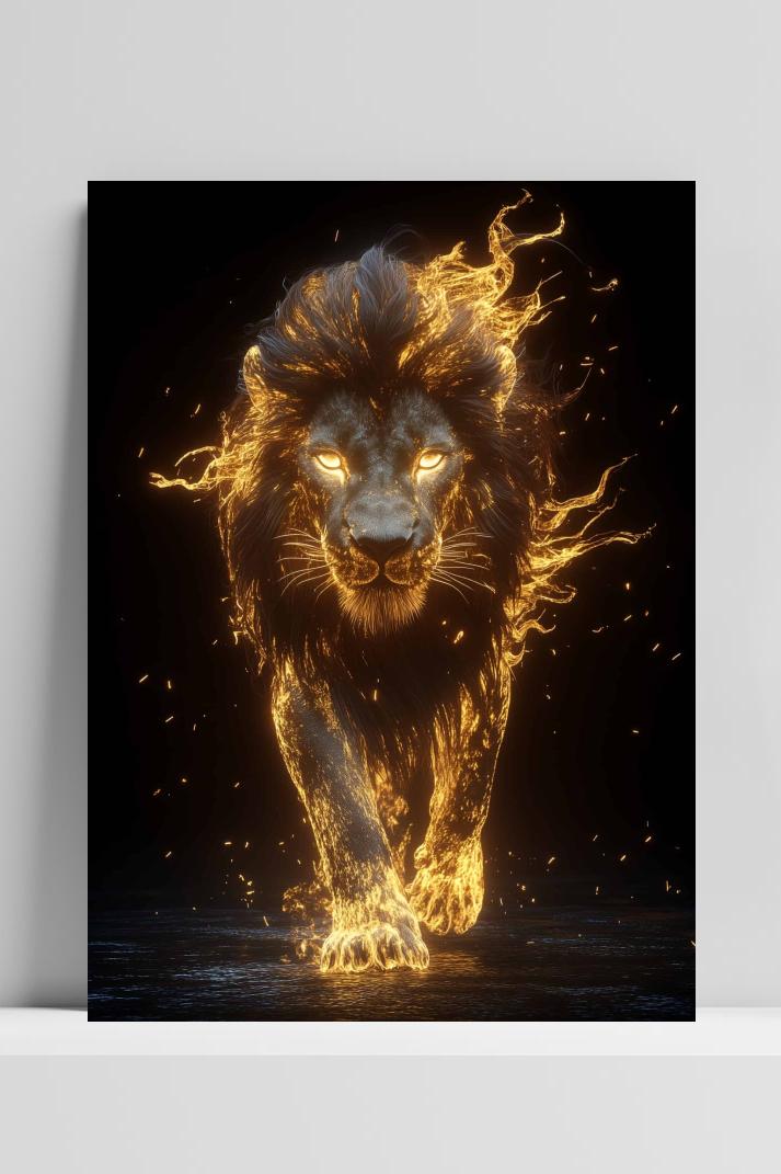 Magische Leeuw op 3mm aluminium dibond