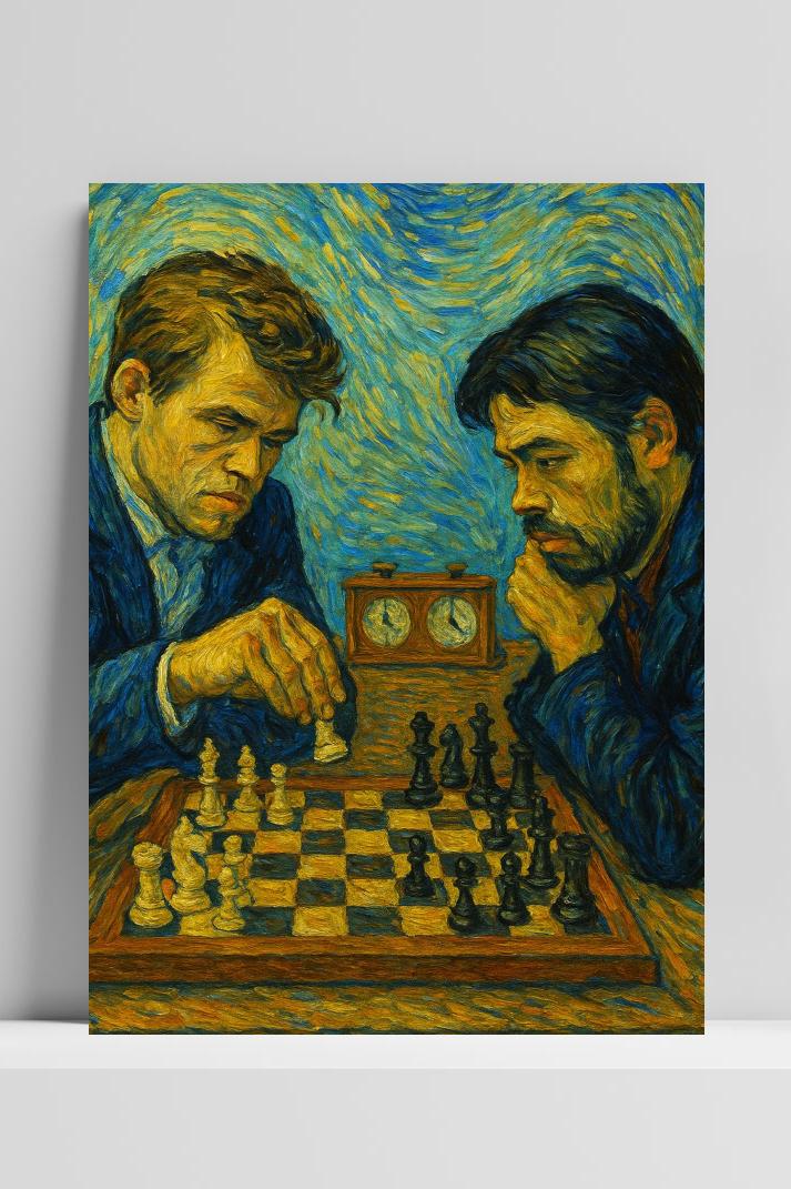 Chess Magnus Carlsen Hikaru Nakamura op 3mm aluminium dibond