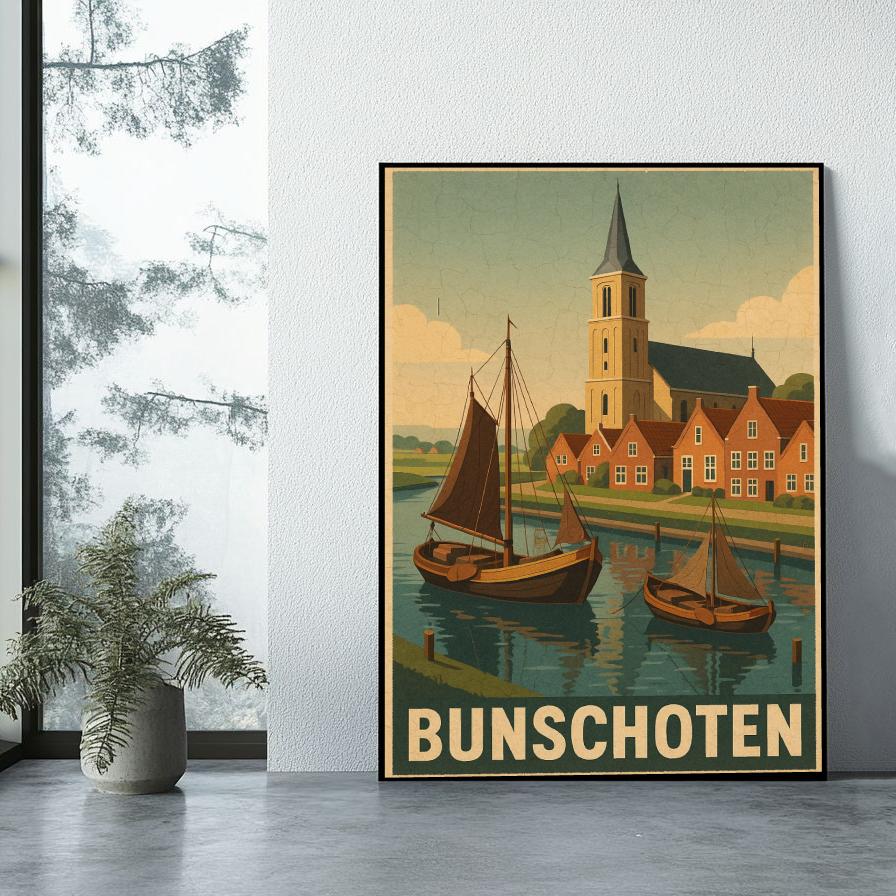 Bunschoten Text Vintage poster sfeerbeeld 1