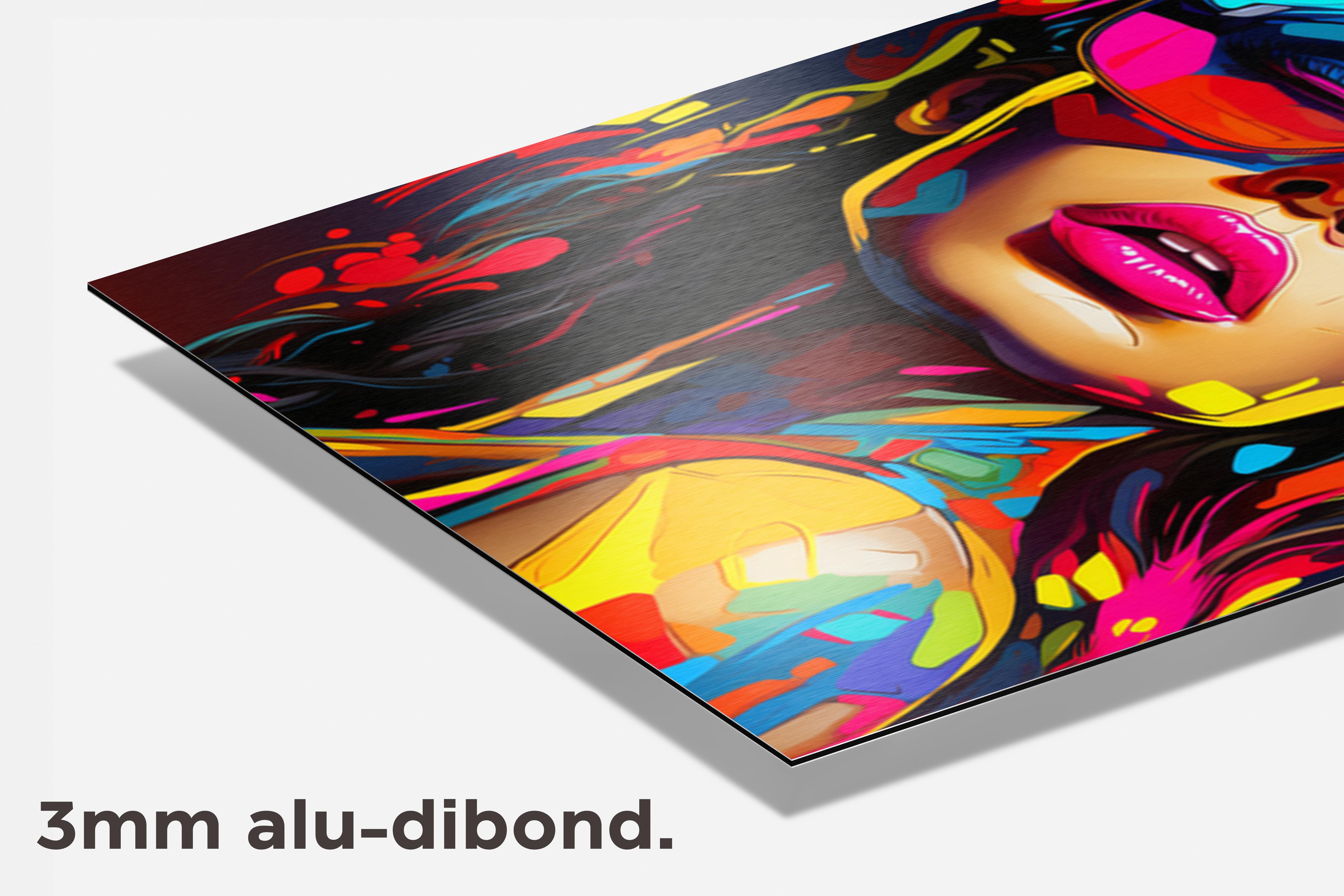 Pop Girl Neon Bril dibond detail