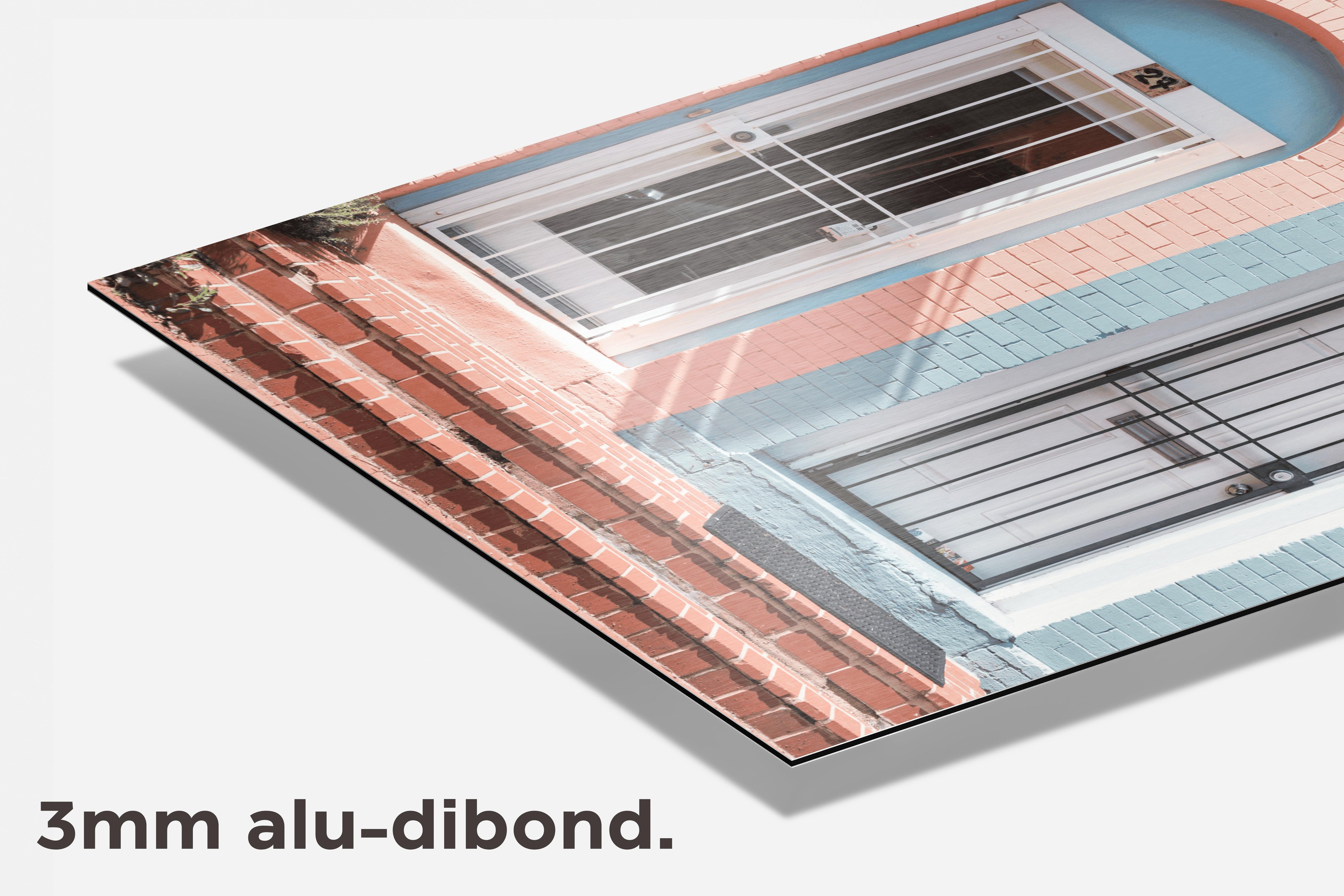Huizen Pastelkleuren dibond detail