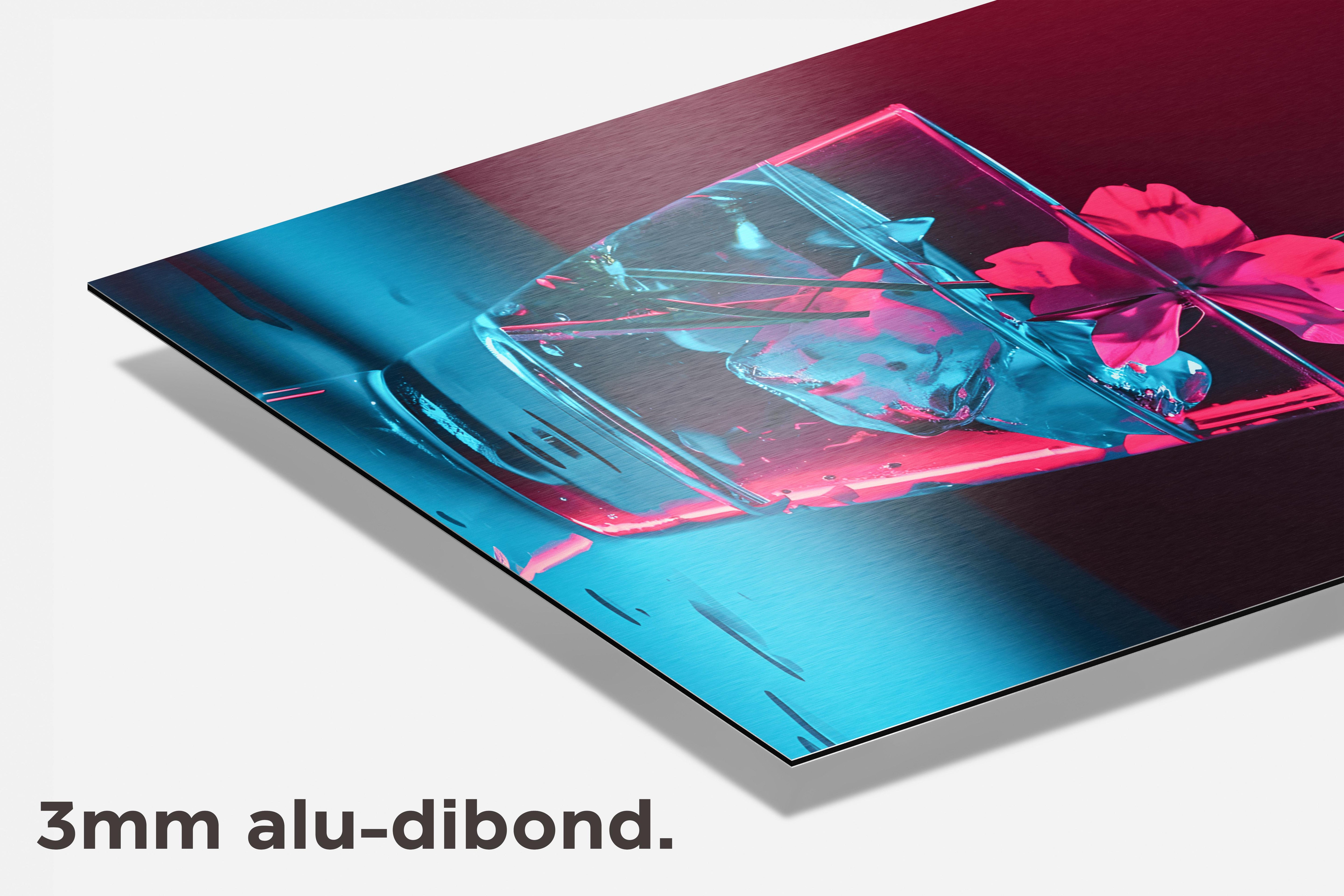 Cyan Magenta Glas dibond detail