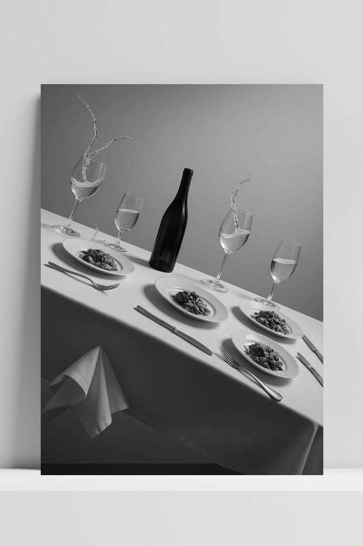 Fine Dining B&W op 3mm aluminium dibond