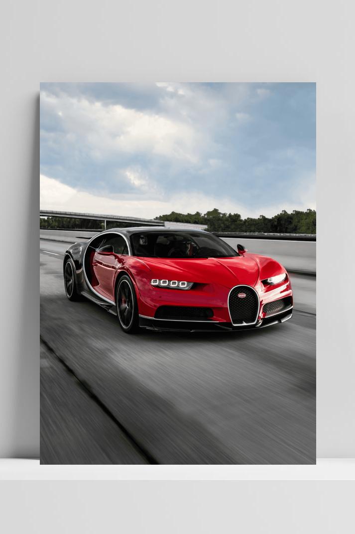 Rode Bugatti op 3mm aluminium dibond