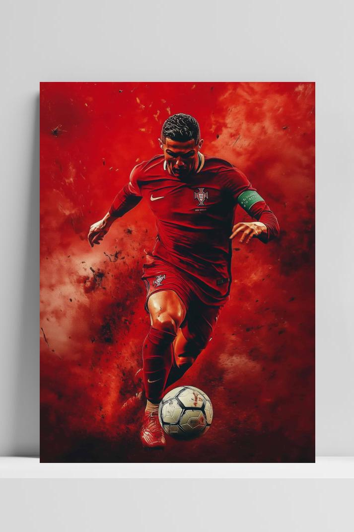 Cristiano Ronaldo Rood op 3mm aluminium dibond